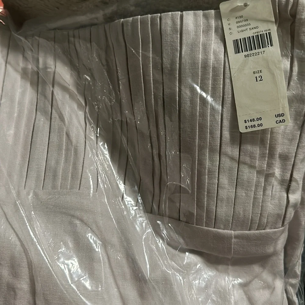 NWT! Anthropologie The Ophelia Sleeveless Linen Slim Mini Dress Maeve Light Sand - Picture 8 of 10